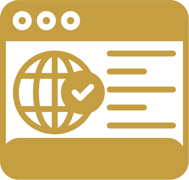 Create a large professional icon representing the service of creating emails for employees according to departments the icon should have bold thick lines no thin details in a gold color Gold 22