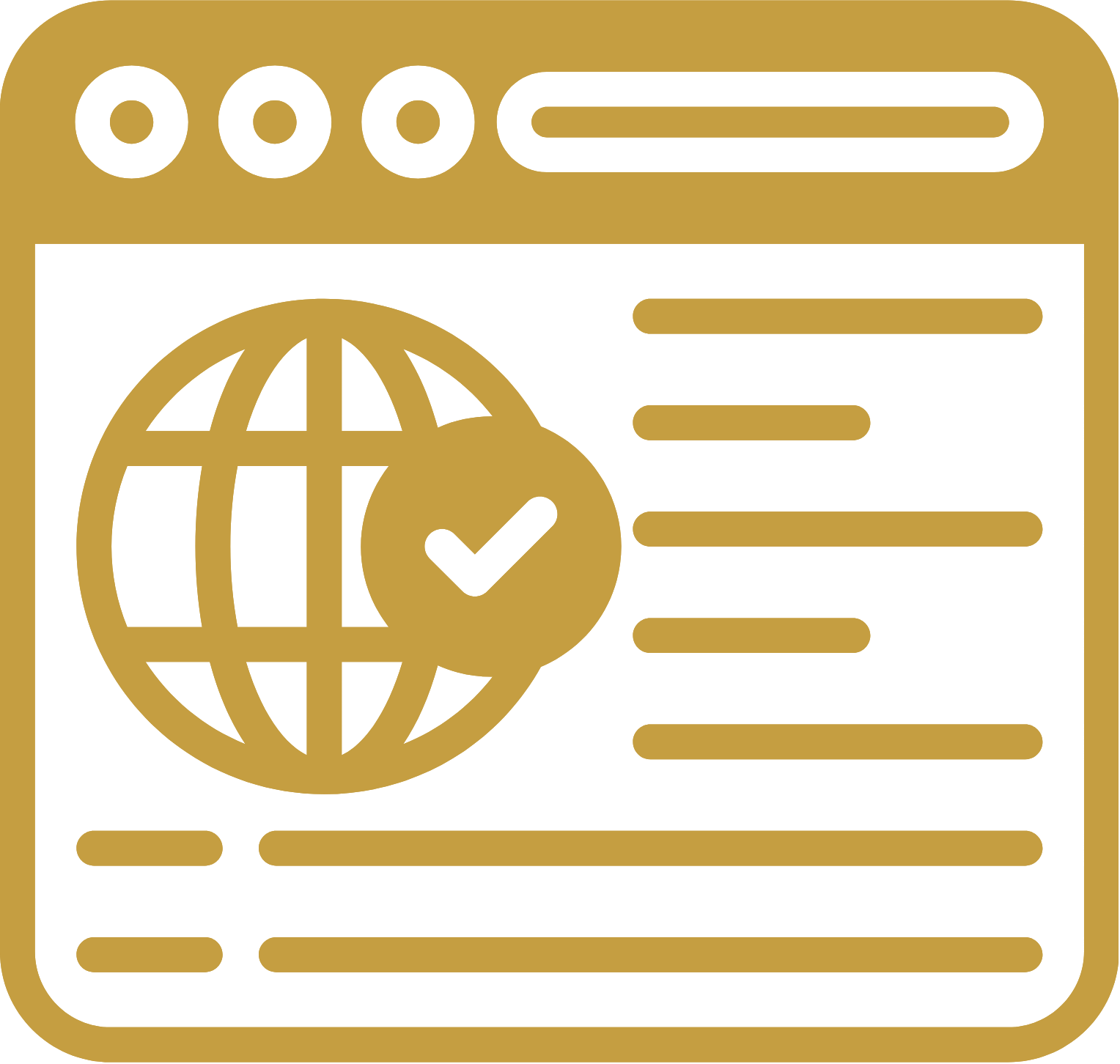 Create a large professional icon representing the service of creating emails for employees according to departments the icon should have bold thick lines no thin details in a gold color Gold 8